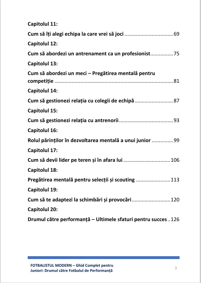 JUCĂTORUL MODERN – Ghid Complet pentru Juniori: Drumul către Fotbalul de Performanță