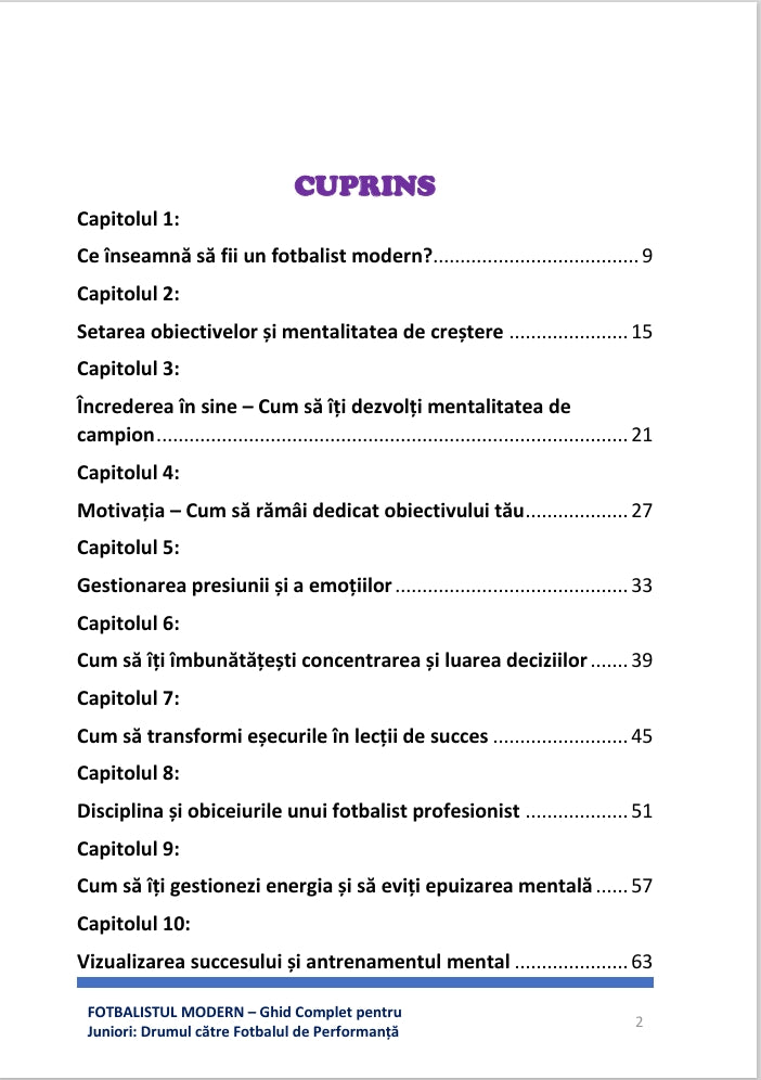 JUCĂTORUL MODERN – Ghid Complet pentru Juniori: Drumul către Fotbalul de Performanță