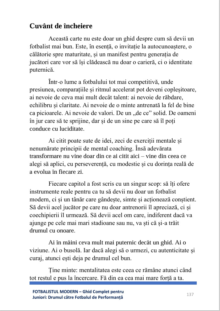 JUCĂTORUL MODERN – Ghid Complet pentru Juniori: Drumul către Fotbalul de Performanță